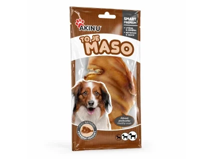 Packshot 20700 Vepřové sušené ucho 1 ks — sólo na bílém, 2k 1:1. Maketa v Heliosu chybí — etiketa z BaseLinker packshotu. Náklon podle řady Akinu Masíčka (abb62b61) a 204713 (67693327). Vybrána v1 ze 2.