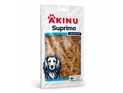 Packshot Akinu SUPRIMO SELECTION Mrazem sušené krevety 25 g (176295) na bílém, 1:1 — náklon sjednocený podle schváleného packshotu 282042 (asset a40d8e54), schválila Žanet.