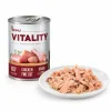 Packshot se surovinou — Vitality Kuřecí jemně krájené 400 g 263001, podle vzoru 263039. Reference obalu = e-shop packshot z BaseLinkeru (dcf1991d), v Heliosu chybí štítek Maketa.