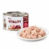 Packshot se surovinou — Vitality Kuřecí & kachní 263015, podle vzoru 263039. Reference obalu = e-shop packshot z BaseLinkeru (f08d026b), v Heliosu chybí štítek Maketa.