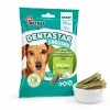 Packshot 204723 Dentastar Crosses Mini 110 g + mátové tyčky v bílé misce, 2k 1:1. Maketa (se samolepkou) a surovina z Heliosu. Náklon podle řady Akinu Masíčka (abb62b61). Vybrána v2 ze 2.