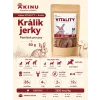 Infografika produktu 176304 Akinu VITALITY Králík jerky 50 g – podle vystavené infografiky 176169 (1a68bbe9), varianta 1/2, vč. krmné dávky.